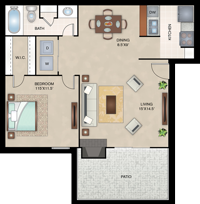 Dublin - One Bedroom / One Bath - 680 Sq. Ft.*